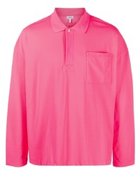 Мужской ярко-розовый свитер с воротником поло от Loewe