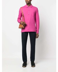 Мужской ярко-розовый свитер с воротником поло от Massimo Alba