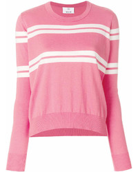 Женский ярко-розовый свитер с круглым вырезом в горизонтальную полоску от Allude