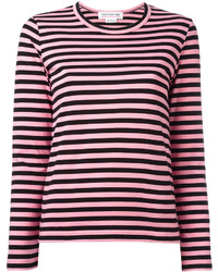 Женский ярко-розовый свитер с круглым вырезом в горизонтальную полоску от Comme des Garcons