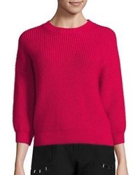 Ярко-розовый свитер с круглым вырезом из мохера