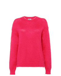Женский ярко-розовый свитер с круглым вырезом из мохера от Prada