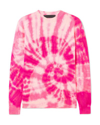 Ярко-розовый свитер с круглым вырезом с принтом тай-дай