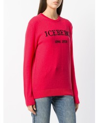Женский ярко-розовый свитер с круглым вырезом с принтом от Iceberg