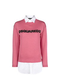 Женский ярко-розовый свитер с круглым вырезом с принтом от Dsquared2