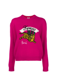 Женский ярко-розовый свитер с круглым вырезом с принтом от Kenzo