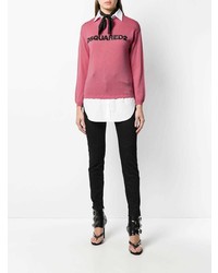 Женский ярко-розовый свитер с круглым вырезом с принтом от Dsquared2