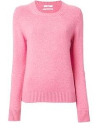Ярко-розовый свитер с круглым вырезом с рельефным рисунком