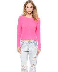 Женский ярко-розовый свитер с круглым вырезом от 360 Sweater