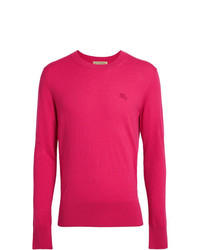 Мужской ярко-розовый свитер с круглым вырезом от Burberry
