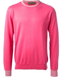 Мужской ярко-розовый свитер с круглым вырезом от Etro