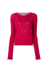 Женский ярко-розовый свитер с круглым вырезом от Fendi
