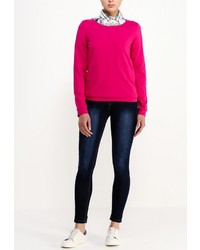 Женский ярко-розовый свитер с круглым вырезом от LuAnn