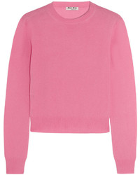 Женский ярко-розовый свитер с круглым вырезом от Miu Miu