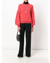 Женский ярко-розовый свитер с круглым вырезом от Laneus