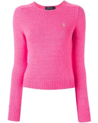 Женский ярко-розовый свитер с круглым вырезом от Polo Ralph Lauren