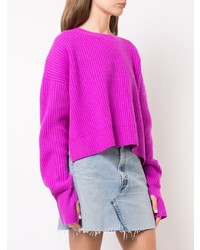 Женский ярко-розовый свитер с круглым вырезом от RE/DONE