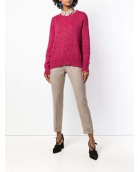 Женский ярко-розовый свитер с круглым вырезом от Etro