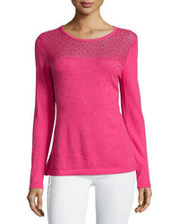 Ярко-розовый свитер с пайетками
