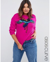 Женский ярко-розовый свитер с пайетками от Asos