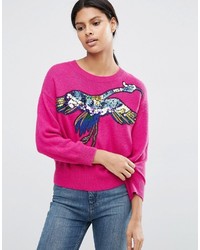 Женский ярко-розовый свитер с пайетками от Asos