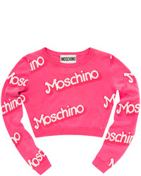 Ярко-розовый свитер с принтом
