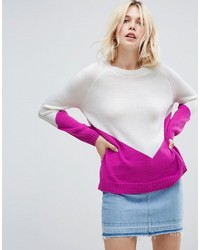 Ярко-розовый свитер с узором зигзаг