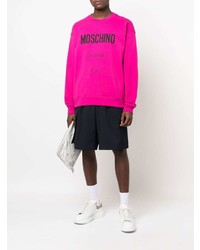 Мужской ярко-розовый свитшот с принтом от Moschino