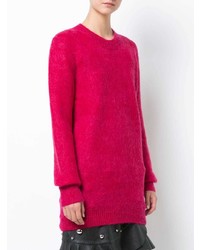 Ярко-розовый свободный свитер от Saint Laurent