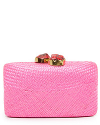 Ярко-розовый соломенный клатч от Kayu