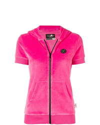 Женский ярко-розовый худи с коротким рукавом с принтом от Plein Sport