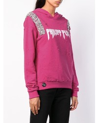 Женский ярко-розовый худи с принтом от Philipp Plein