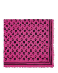 Мужской ярко-розовый шарф с принтом от Alexander McQueen