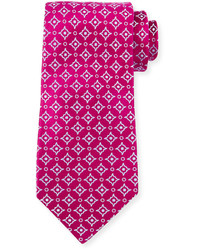 Ярко-розовый шелковый галстук в горошек
