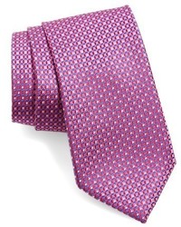 Ярко-розовый шелковый галстук в клетку