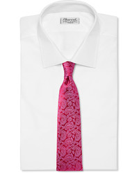 Мужской ярко-розовый шелковый галстук с "огурцами" от Charvet