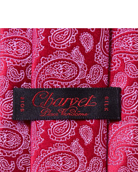 Мужской ярко-розовый шелковый галстук с "огурцами" от Charvet