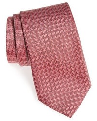 Ярко-розовый шелковый галстук с принтом