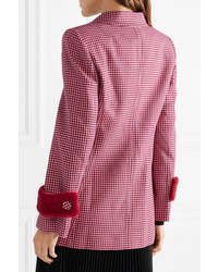 Женский ярко-розовый шерстяной пиджак с узором "гусиные лапки" от Fendi