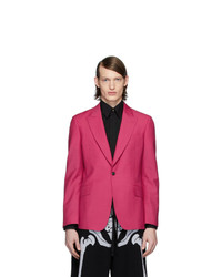 Мужской ярко-розовый шерстяной пиджак от Alexander McQueen
