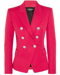 Женский ярко-розовый шерстяной пиджак от Balmain
