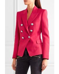 Женский ярко-розовый шерстяной пиджак от Balmain