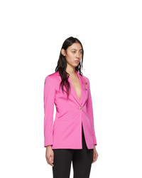 Женский ярко-розовый шерстяной пиджак от Versace