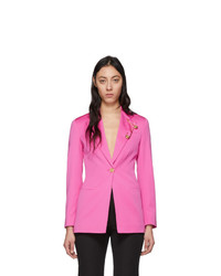 Женский ярко-розовый шерстяной пиджак от Versace